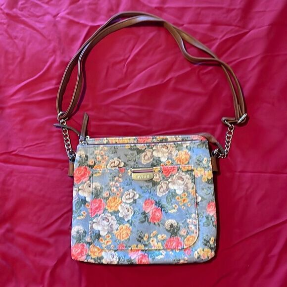 NWOT- Women's Rosetti Blue Floral Print Handbag Medium Sized - Picture 1 of 8